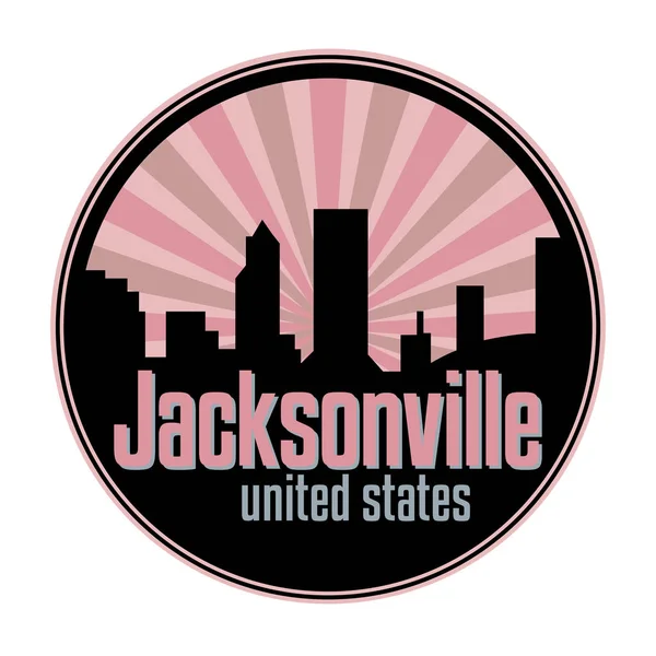 Badge, label or stamp with Jacksonville skyline — Stock Vector