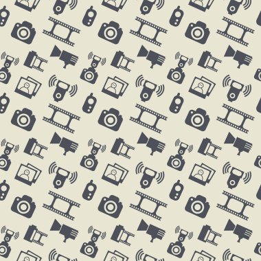 Elle çizilmiş karalama fotoğraf ekipmanıyla kusursuz desen .