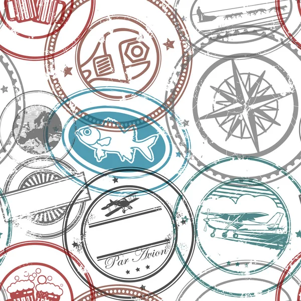 Abstract stamps or symbols set seamless pattern