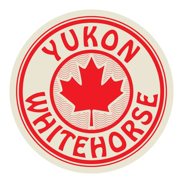 Symbol of Canada - The Maple Leaf, and text Yukon and Whitehorse — Stock Vector