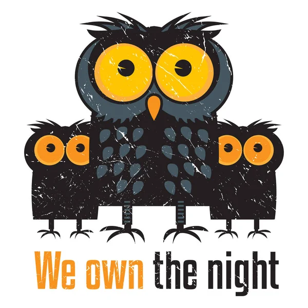 Cute owls - We own the night — Stock Vector