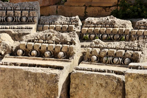 Details Van Verwoeste Grieks Romeinse Stad Gerasa Jerash Jordanië — Stockfoto