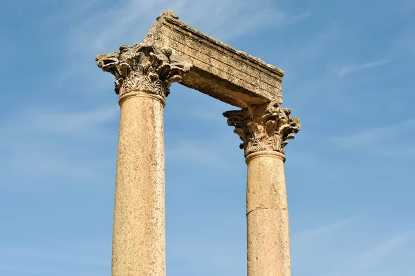 Kolommen Van Verwoeste Grieks Romeinse Stad Gerasa Jerash Jordanië — Stockfoto