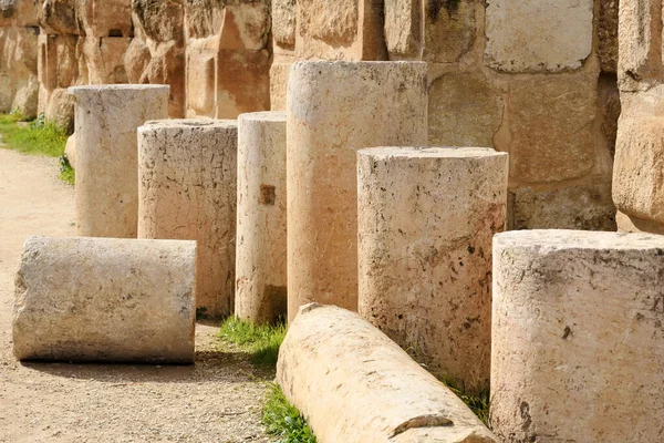 Columnas Arruinada Ciudad Grecorromana Gerasa Jerash Jordania —  Fotos de Stock