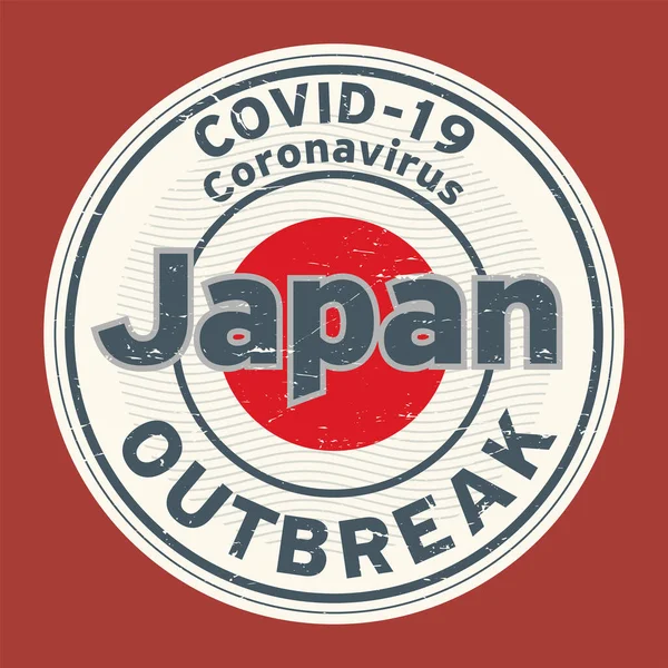 Japonya Coronavirus Salgını 2019 Ncov Metni Ile Soyut Pul Imza — Stok Vektör