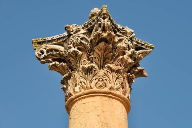 Ürdün 'ün Jerash kentindeki harabe Greko-Roma şehri Gerasa sütunları