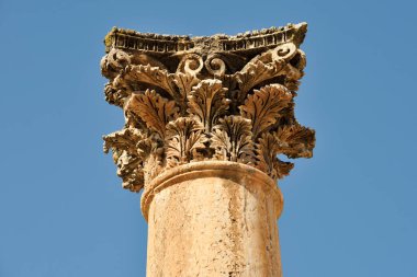 Ürdün 'ün Jerash kentindeki harabe Greko-Roma şehri Gerasa sütunları