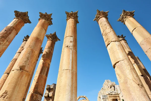 Kolommen Van Verwoeste Grieks Romeinse Stad Gerasa Jerash Jordanië — Stockfoto