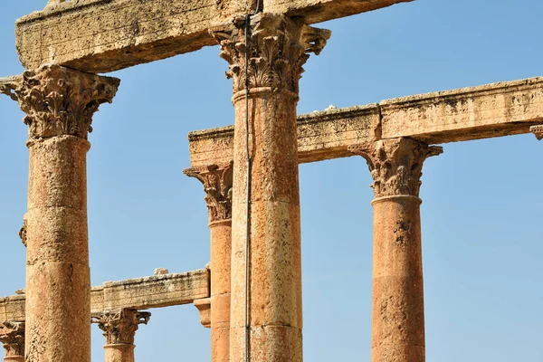 Kolommen Van Verwoeste Grieks Romeinse Stad Gerasa Jerash Jordanië — Stockfoto