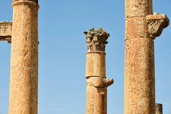 Kolumner Förstörda Grekisk Romerska Staden Gerasa Jerash Jordanien — Stockfoto