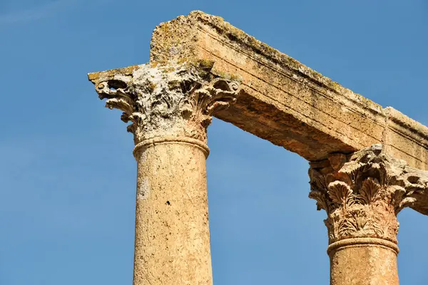 Kolommen Van Verwoeste Grieks Romeinse Stad Gerasa Jerash Jordanië — Stockfoto