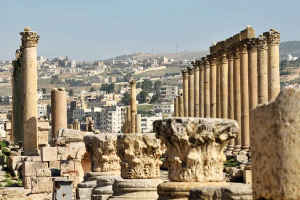 Grieks Romeinse Stad Gerasa Moderne Jerash Achtergrond Jerash Jordanië — Stockfoto