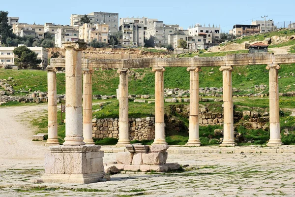 Jerash Februari 2020 Grieks Romeinse Stad Gerasa Moderne Jerash Achtergrond — Stockfoto