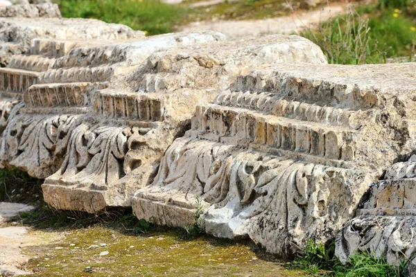 Детали Разрушенного Греко Римского Города Гераса Джераше Иордания — стоковое фото