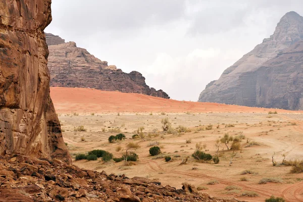 Έρημος Γουάντι Ρουμ Ροκ Wadi Rum Είναι Μια Κοιλάδα Κομμένη — Φωτογραφία Αρχείου