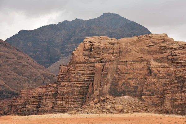 Wadi Rum Rots Woestijn Wadi Rum Een Vallei Zandsteen Granieten — Stockfoto