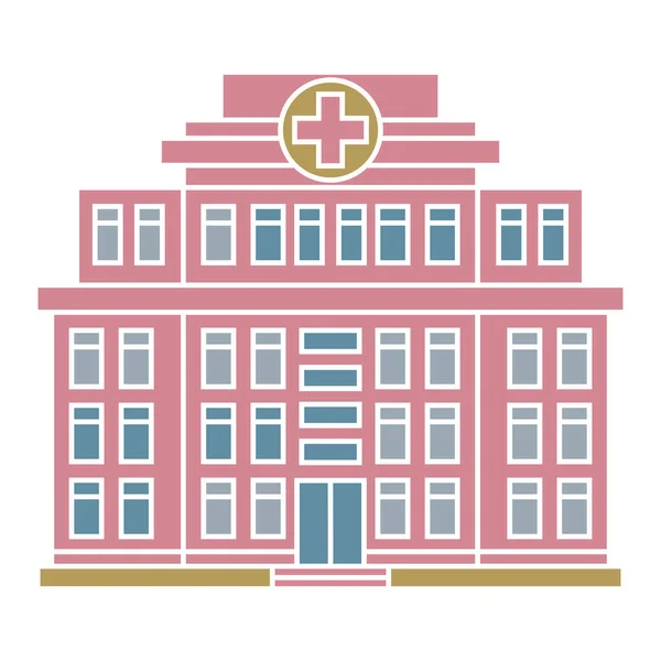 Krankenhausbau Flache Darstellung Des Krankenhausgebäudes Symbol Oder Zeichen Vektorillustration — Stockvektor