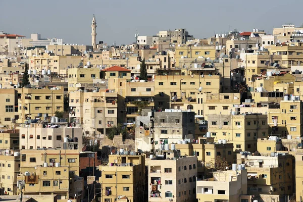 Amman Jordanien Februari 2020 Utsikt Över Bostadsområdet Vid Solnedgången Staden — Stockfoto