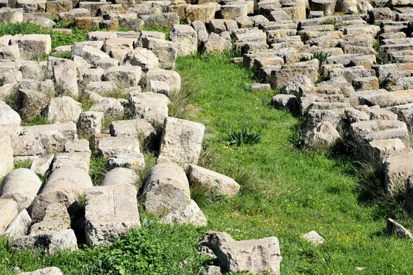 Bloques Arruinada Ciudad Grecorromana Gerasa Jerash Jordania —  Fotos de Stock