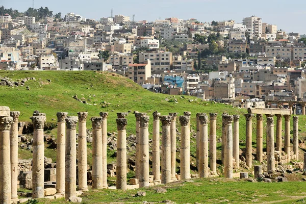 Jerash Februari 2020 Grieks Romeinse Stad Gerasa Moderne Jerash Achtergrond — Stockfoto