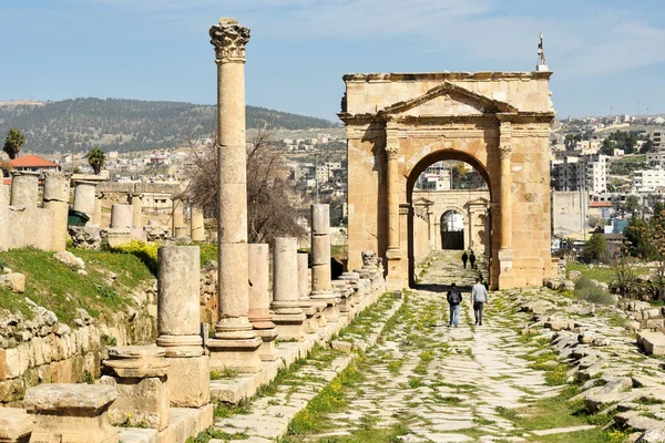 Jerash Februari 2020 Grieks Romeinse Stad Gerasa Moderne Jerash Achtergrond — Stockfoto