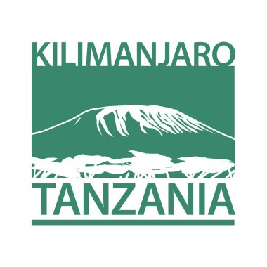Kilimanjaro Dağı, Afrika, Tanzanya 'daki hareketsiz volkan - tırmanma, yürüyüş, yürüyüş, dağcılık ve diğer uç aktiviteler şablonu, vektör