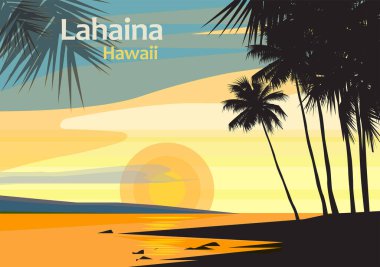 Lahaina in West Maui, Maui County, Hawaii, United States, vector illustration clipart
