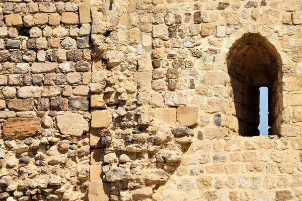 古い城の石の壁のテクスチャの背景 背景や質感として石の壁 ヨルダンのケラック城 — ストック写真