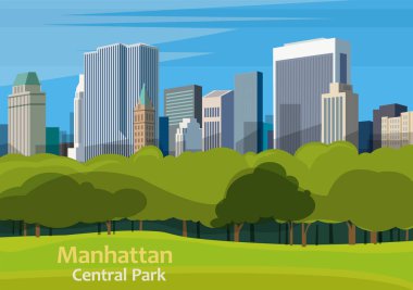 Central Park. Urban park in Manhattan, New York City, United States, vector illustration clipart