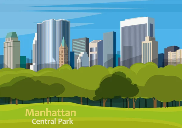 Central Park Stadspark Manhattan New York City Verenigde Staten Vectorillustratie — Stockvector