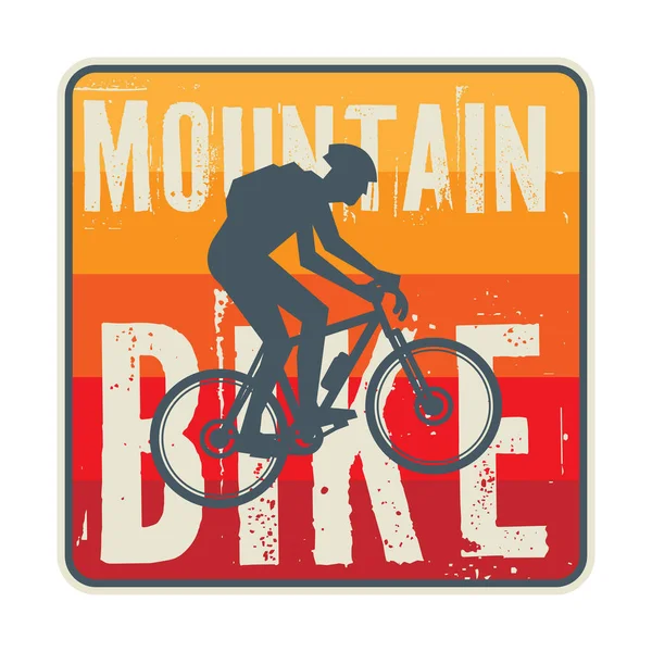 Downhill Distintivo Mountain Bike Logo Etichetta Con Silhouette Ciclista Downhill — Vettoriale Stock