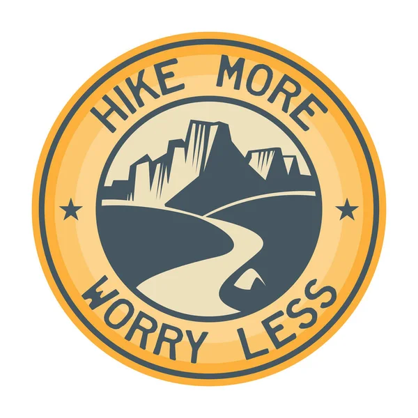 Hike More Worry Less Mountain Hike Creative Motivation Quote Camping — Stock Vector