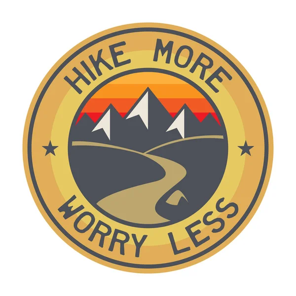Hike More Worry Less Mountain Hike Creative Motivation Quote Camping — Stock Vector