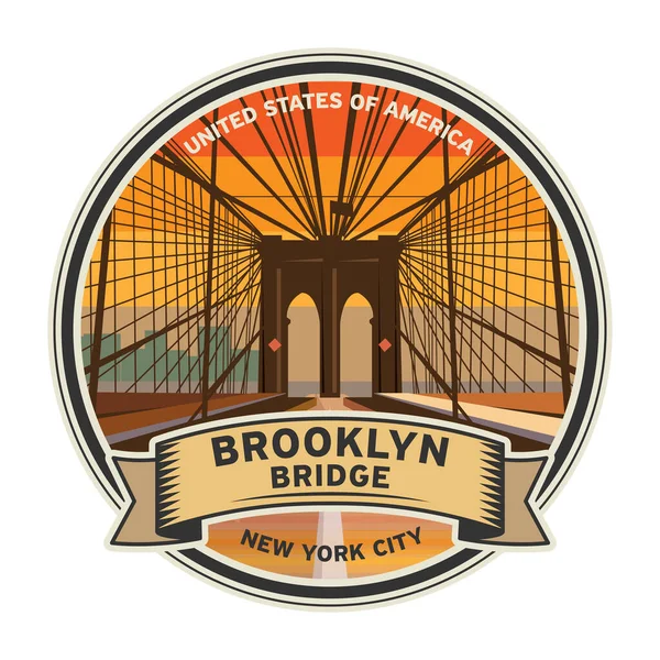 Brooklyn Köprüsü New York Abd East River Üzerinde — Stok Vektör