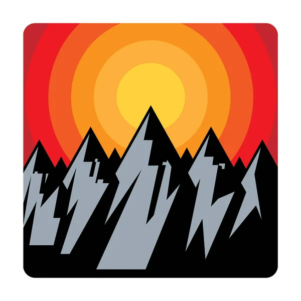 Étiquette Insigne Emblème Montagne Couleur Abstraite Illustration Vectorielle — Image vectorielle
