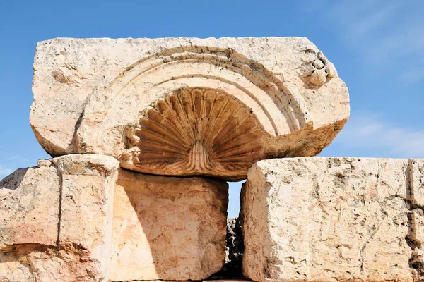 Szczegóły Zrujnowanego Grecko Rzymskiego Miasta Gerasa Jeraszu Jordania — Zdjęcie stockowe