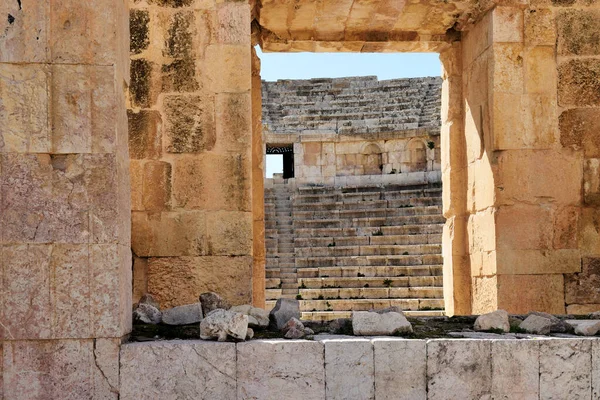 Amfiteatr Starożytnym Rzymskim Mieście Gerasa Jeraszu Jordania — Zdjęcie stockowe