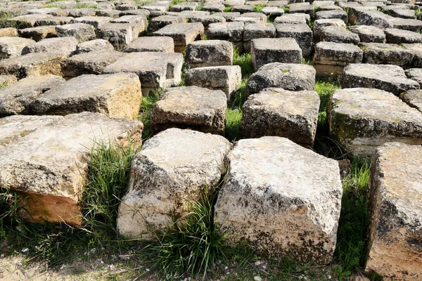 Блоки Разрушенного Греко Римского Города Гераса Джераше Иордания — стоковое фото