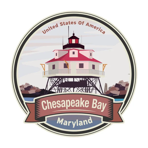 Thomas Point Shoal Light lighthouse, Chesapeake Bay, Maryland, United States. Vector illustration — Stock Illustration Thomas Point Shoal Light Lighthouse Chesapeake Bay Maryland United States Stock Vector