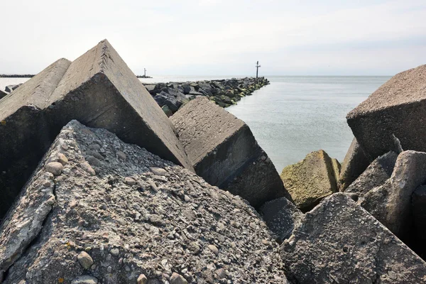 Brise Lames Jetée Près Côte Mer Baltique — Photo