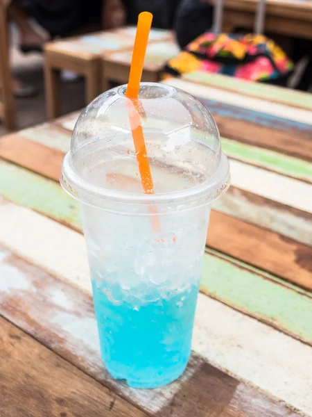 Blue italian soda in plastic cup — Stock Photo, Image