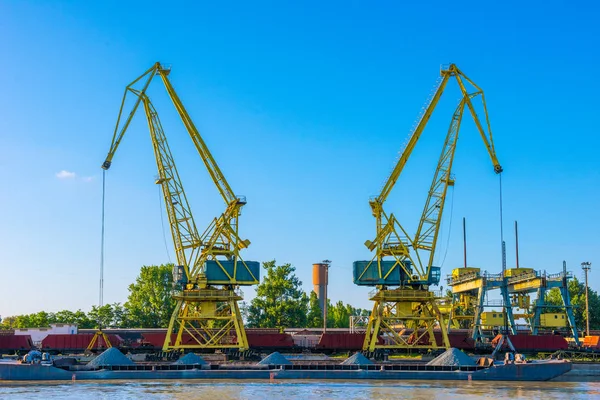 Two cranes on a naval port — Stock Photo, Image