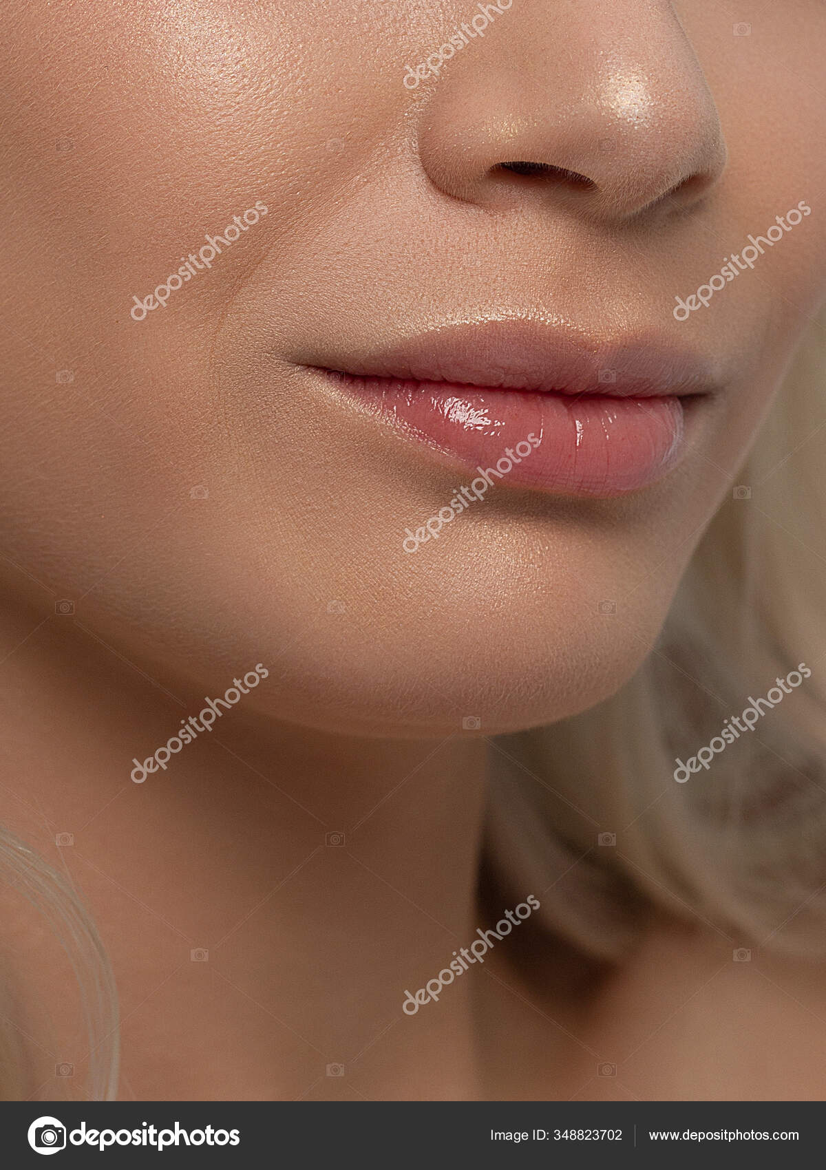 Sexual Full Lips Natural Gloss Lips Womans Skin Mouth Closed Stock Photo by ©ymka-jane@mail.ru 348823702