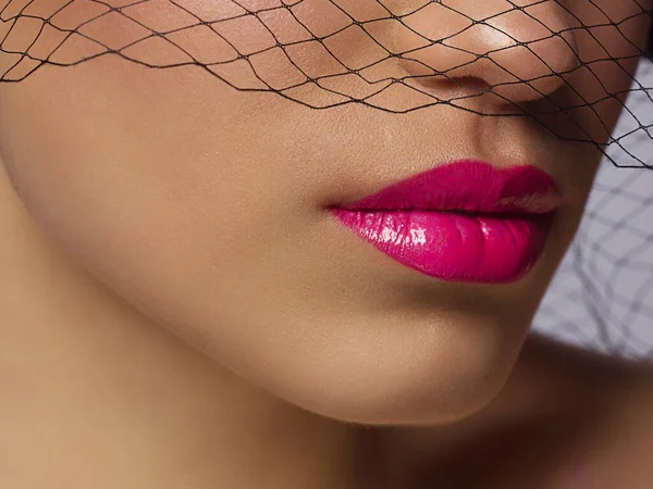 Sexual Full Lips Natural Gloss Lips Woman Skin Mouth Closed — Stock Photo, Image