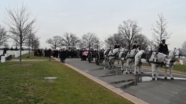 Cmentarz Arlington Wash Stycznia 2020 Ceremonia Pochówku Wojskowego Narodowym Cmentarzu — Wideo stockowe