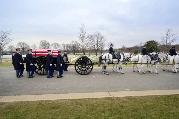 Arlingtonský Hřbitov Washington Ledna 2020 Vojenský Pohřební Obřad Arlingtonském Národním — Stock fotografie