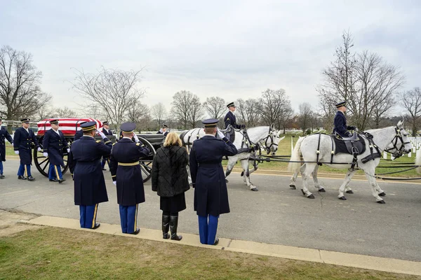 Cemetro Arlington Wash Gennaio 2020 Cerimonia Sepoltura Militare Nel Cimitero — Foto Stock