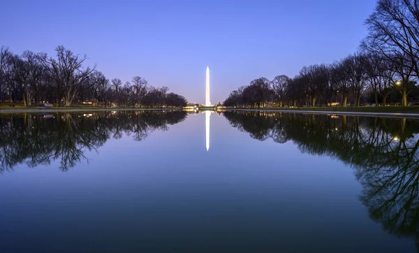 Washington Monument Reflektion Reflekterande Pool Washington — Stockfoto