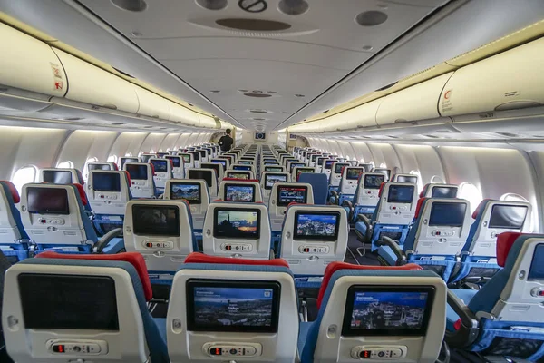 Istanbul Turecko Září 2018 Turečtina Aircraft Thy Commercial Airplane Seats — Stock fotografie