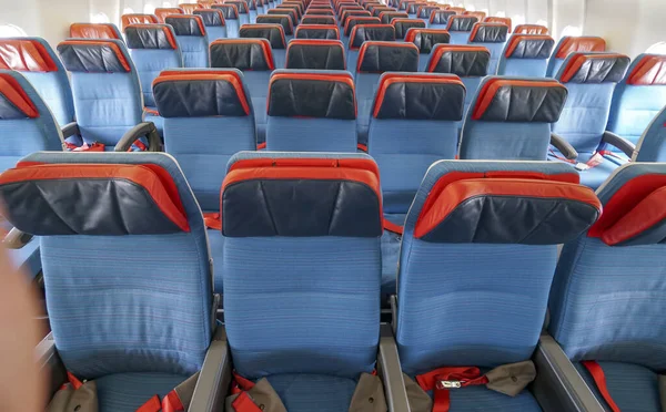 Interior Aeronave Cabine Passageiros Moderno Avião Passageiros — Fotografia de Stock